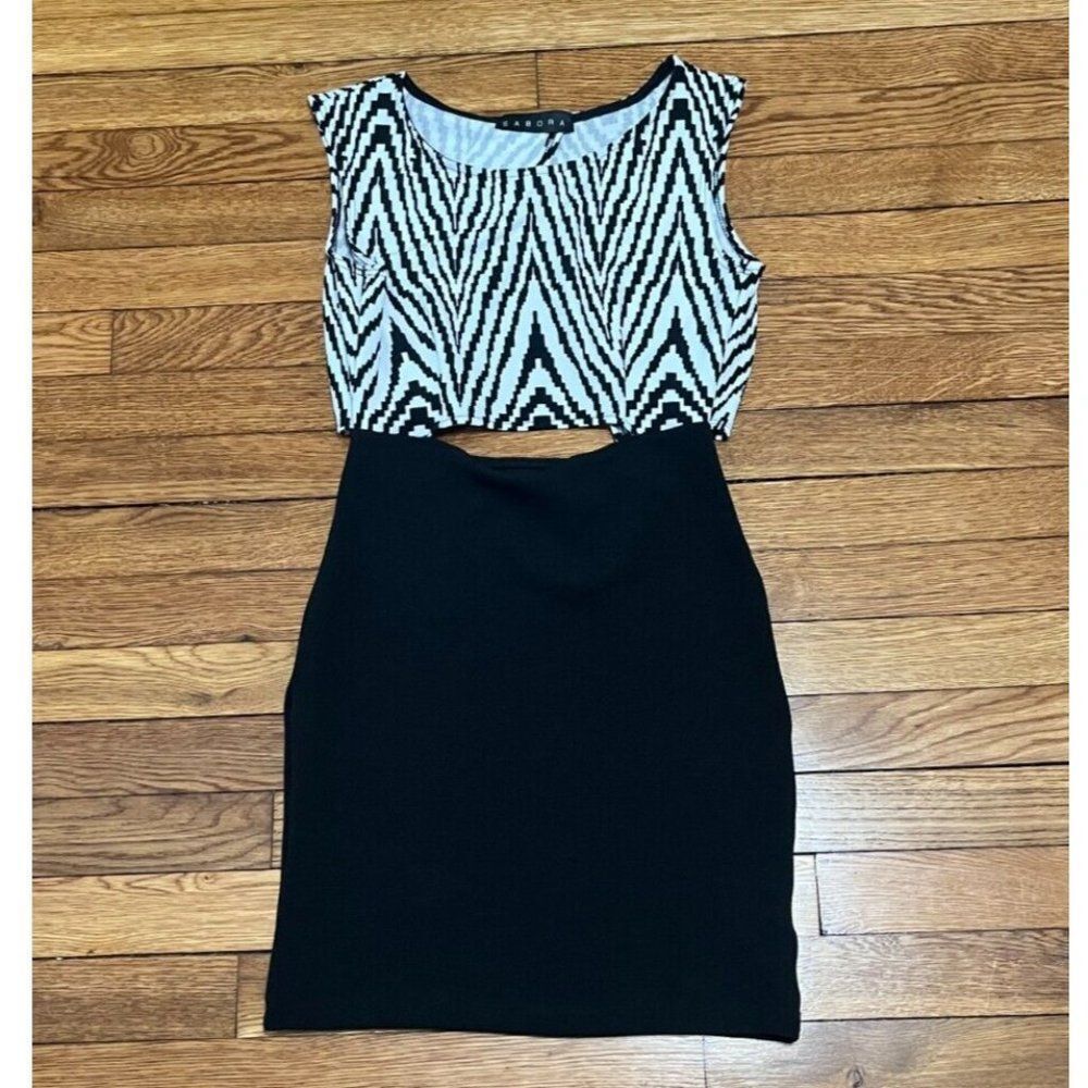 Women's Sabora Dress Size Small Sexy Mini Party Bodycon Sleeveless Black